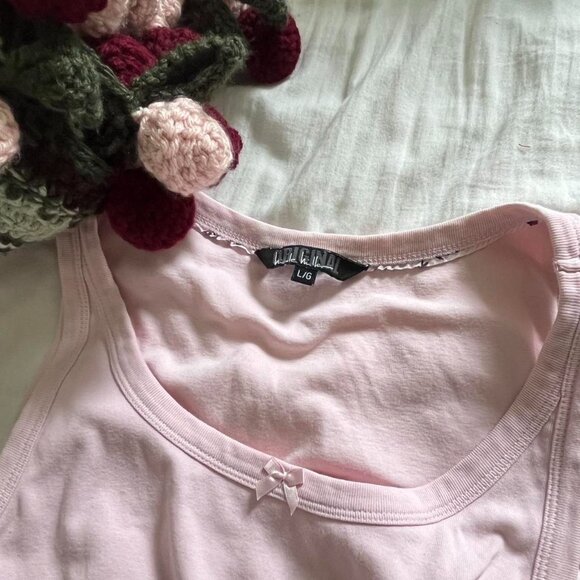 Nicole Miller Cotton Pink Tank Top with Bow - Picture 5 of 8